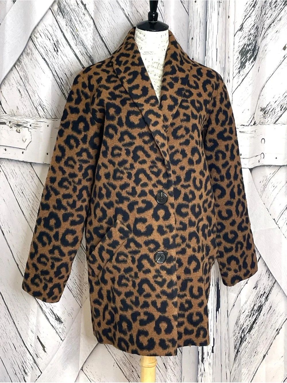 Derek Lam 10 Crosby Leopard Print Cocoon Coat Size 4